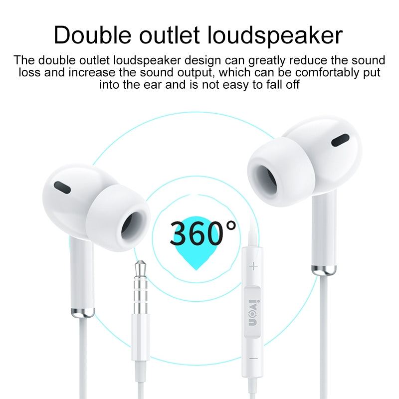 IVON E51 3.5mm Wired Earphones Intelligent Noise Reduction Headphones with Mic IVON E51 3.5mm Wired Earphones Intelligent Noise Reduction Headphones with Mic
